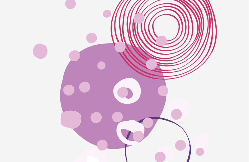 Abstrakte Visualisierung von Mastzellen bestehend aus Punkten und Kreisen: Die Symptome der Mastozytose sind verschieden.